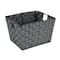 Simplify Medium Black/Silver Lurex Striped Woven Storage Bin